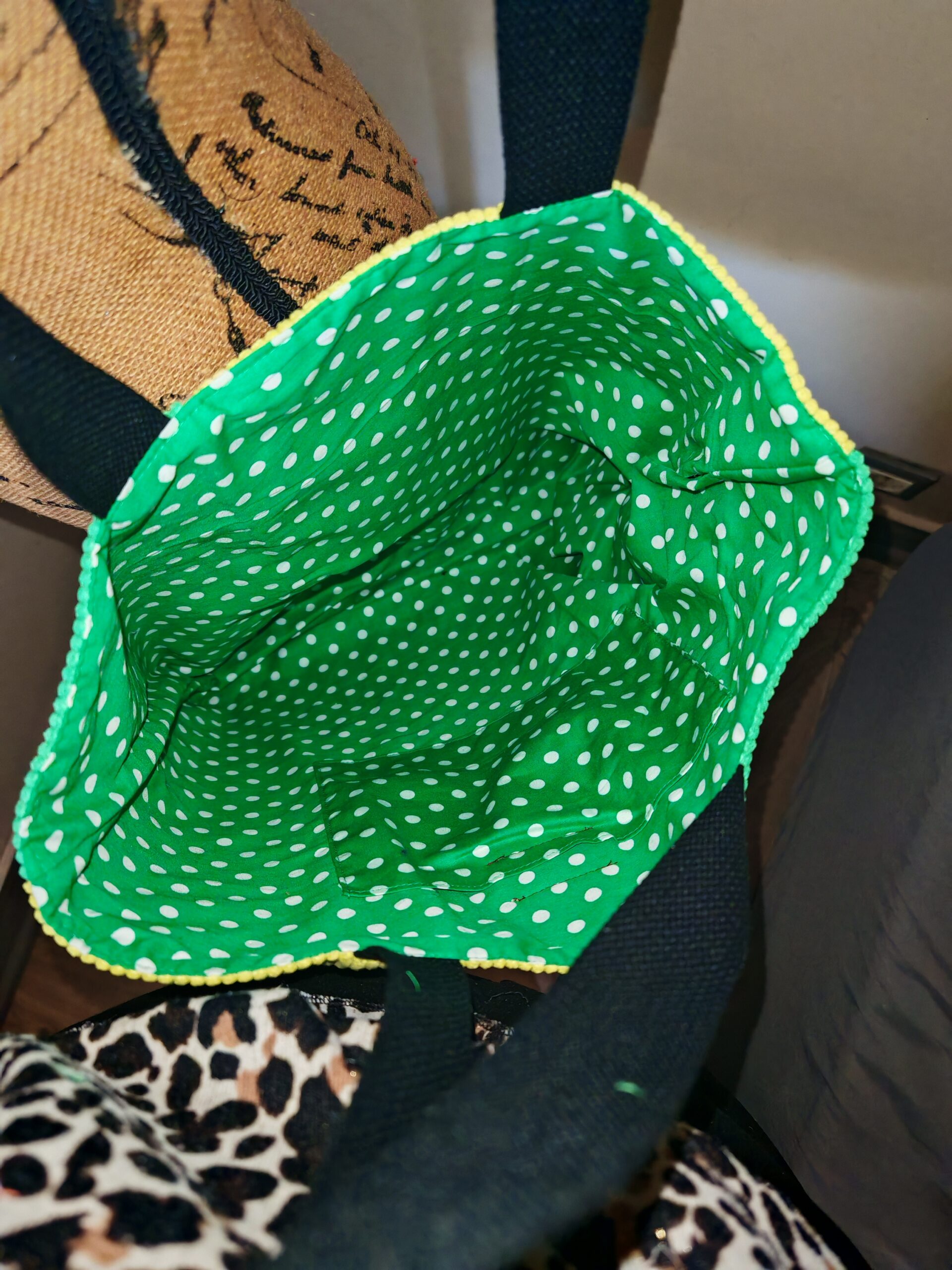 Sac cabas — Velours côtelé anis & menthe – Image 5