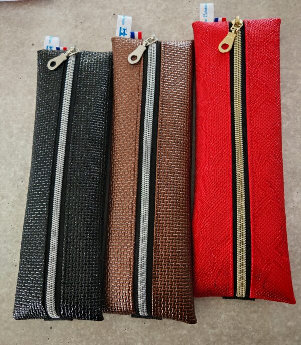 Trousse à élastique — Simili cuir & zip doré