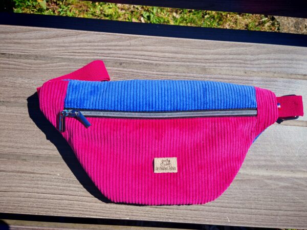Sac banane — Velours fuchsia & lavande (Modèle 2)