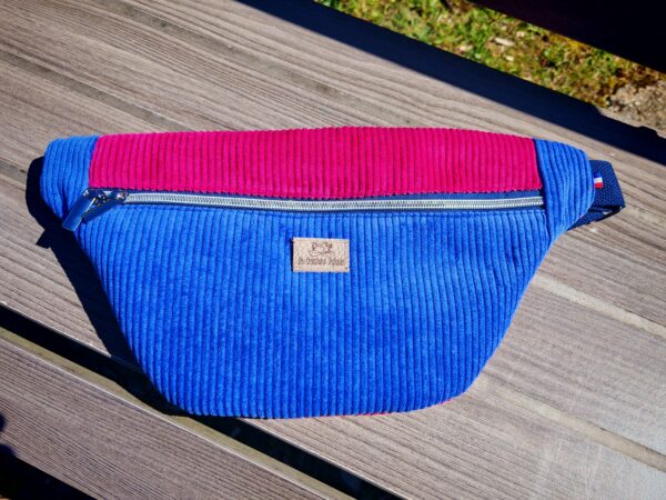 Sac banane — Velours fuchsia & lavande (Modèle 1)