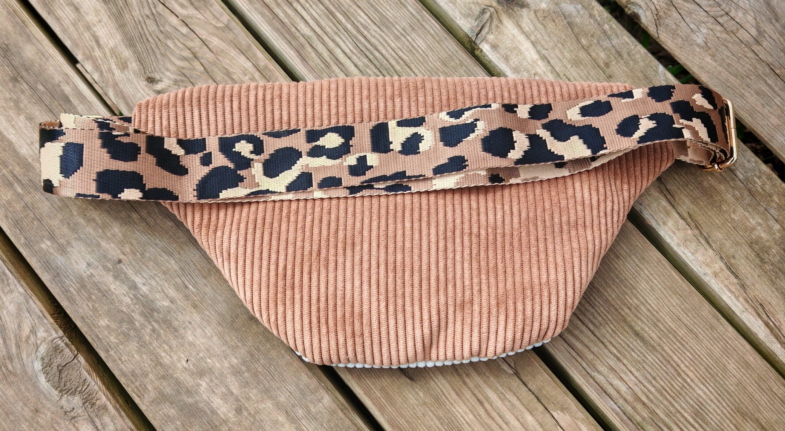 Sac banane — Velours cappuccino & écru – Image 2