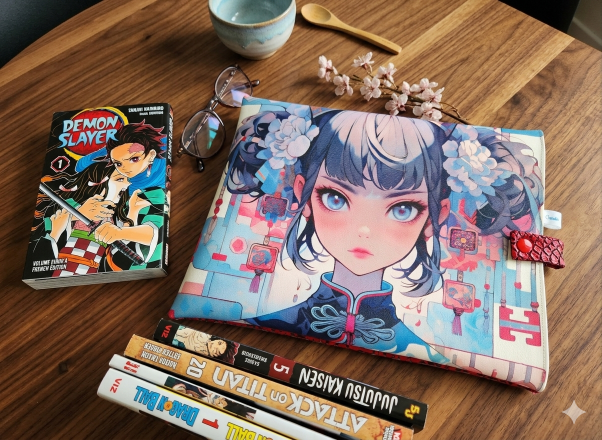 Pochette à livre — Illustration manga & simili rouge – Image 3